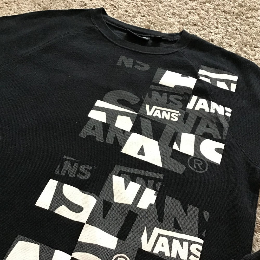 Vans Thermal Long Sleeve Black Shirt With Nice Graphic Size Medium